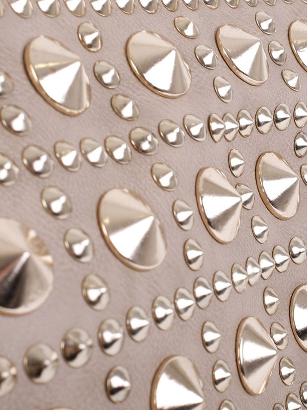 Beige Studded Tote Bag
