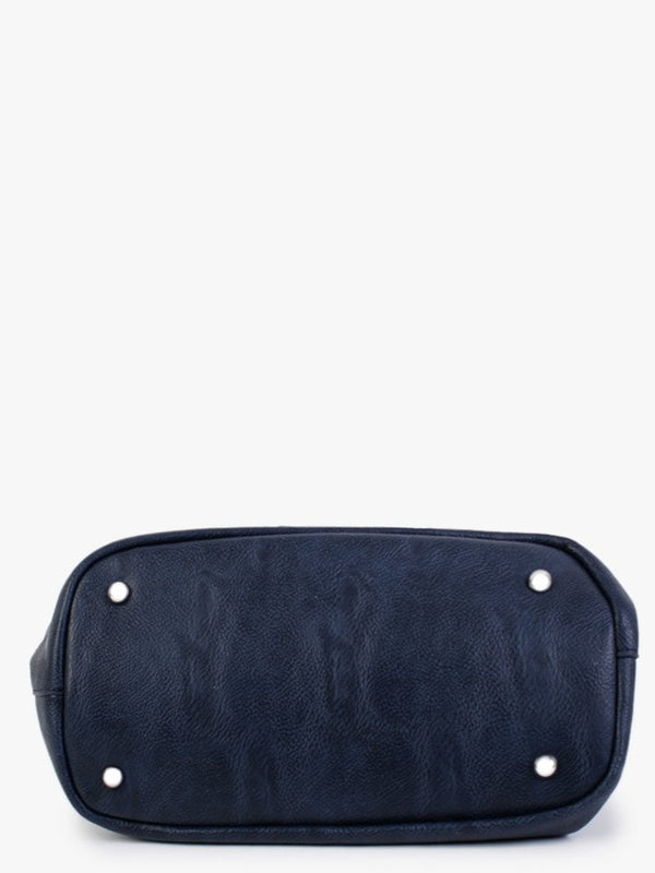Navy Studded Draw String Shoulder Bag