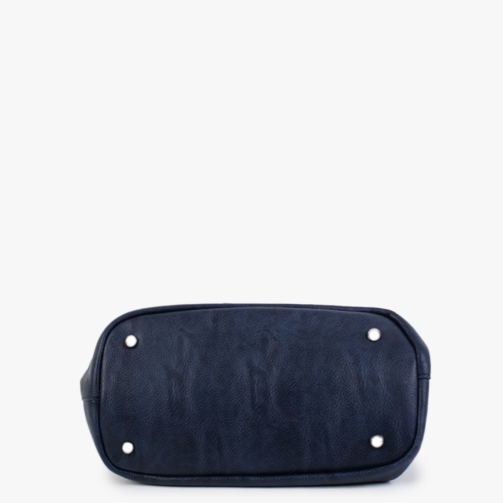 Navy Studded Draw String Shoulder Bag