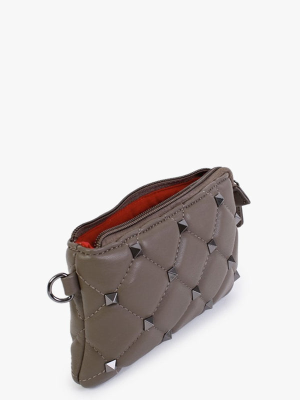 Taupe Studded Wristlet Pouch