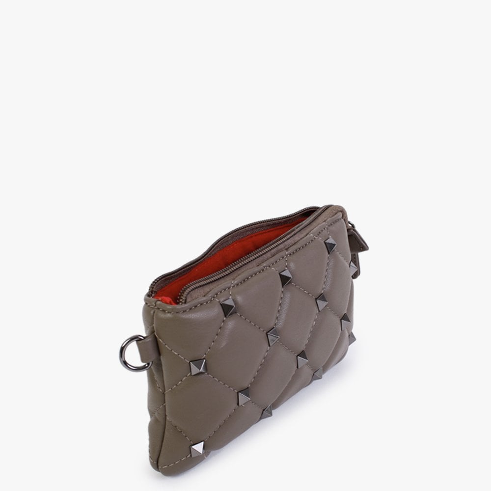 Taupe Studded Wristlet Pouch