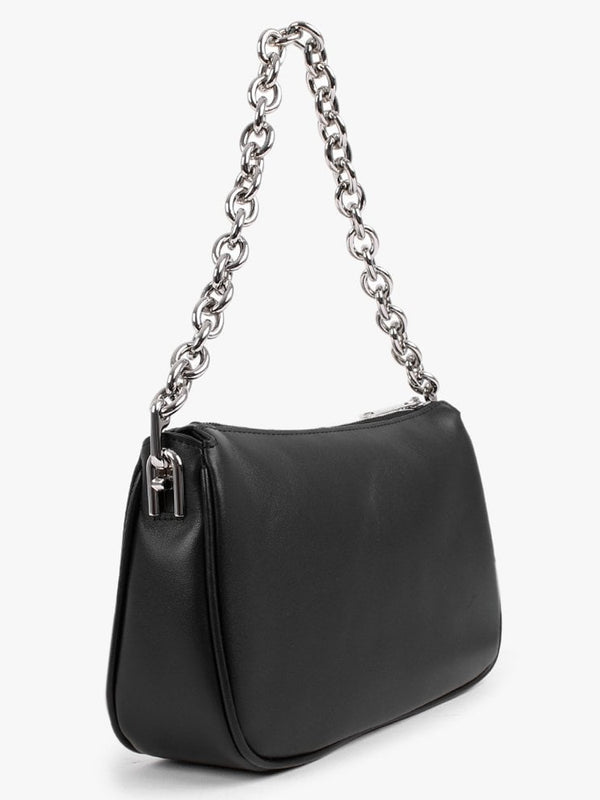 Moon Black Leather Shoulder Bag