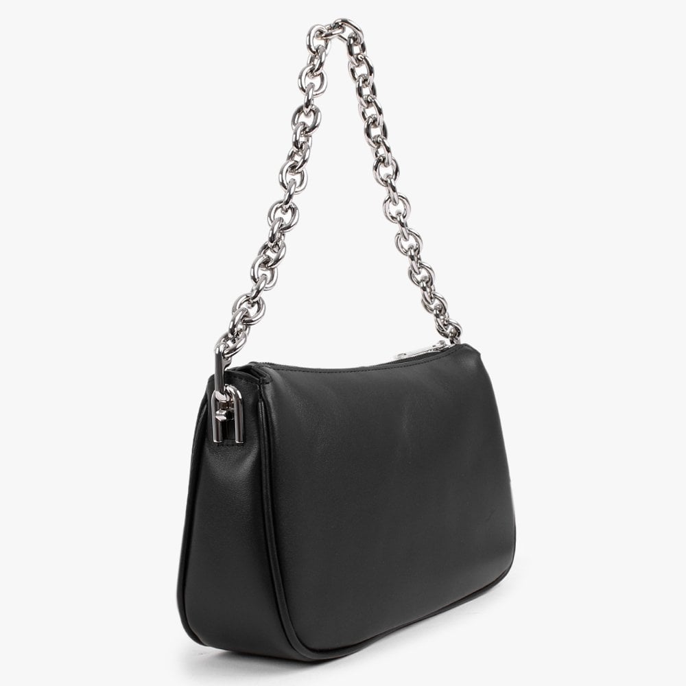 Moon Black Leather Shoulder Bag