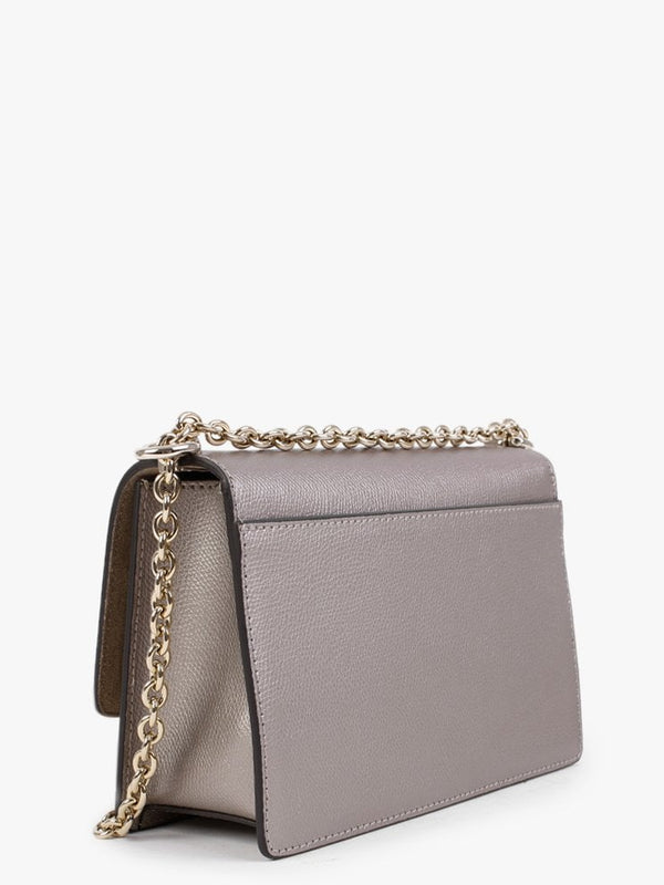 Mini Ares Taupe Metallic Leather Cross-Body Bag