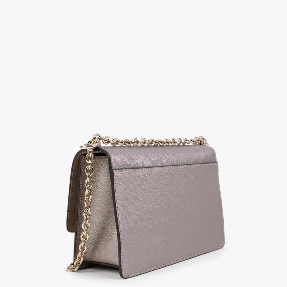 Mini Ares Taupe Metallic Leather Cross-Body Bag