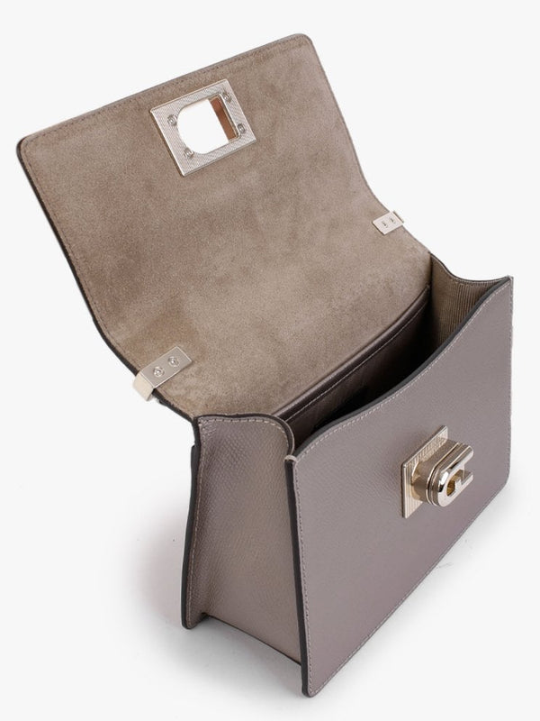 Mini Ares Taupe Metallic Leather Cross-Body Bag