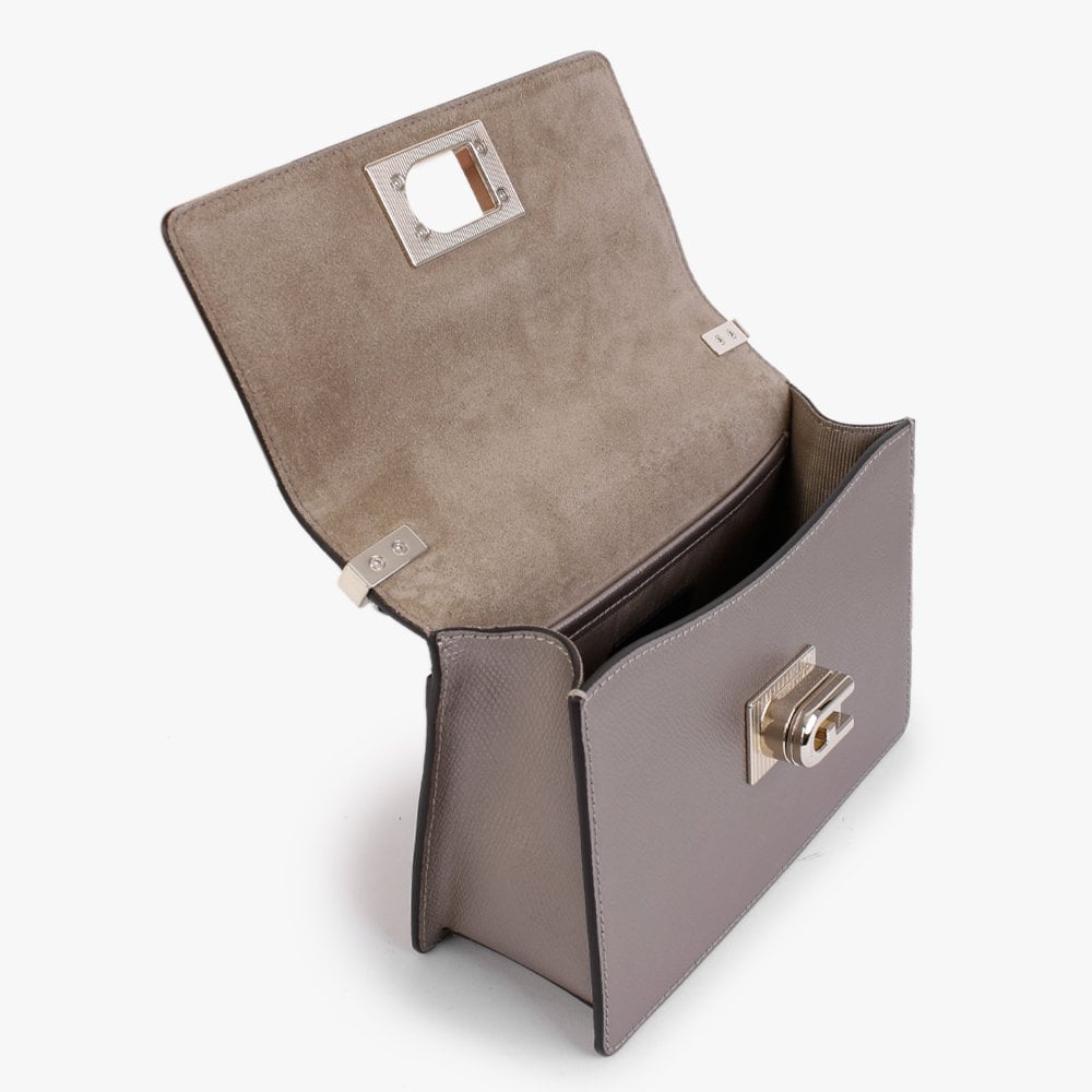 Mini Ares Taupe Metallic Leather Cross-Body Bag
