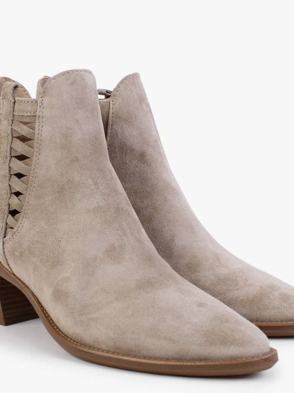 Barley Beige Suede Western Ankle Boots