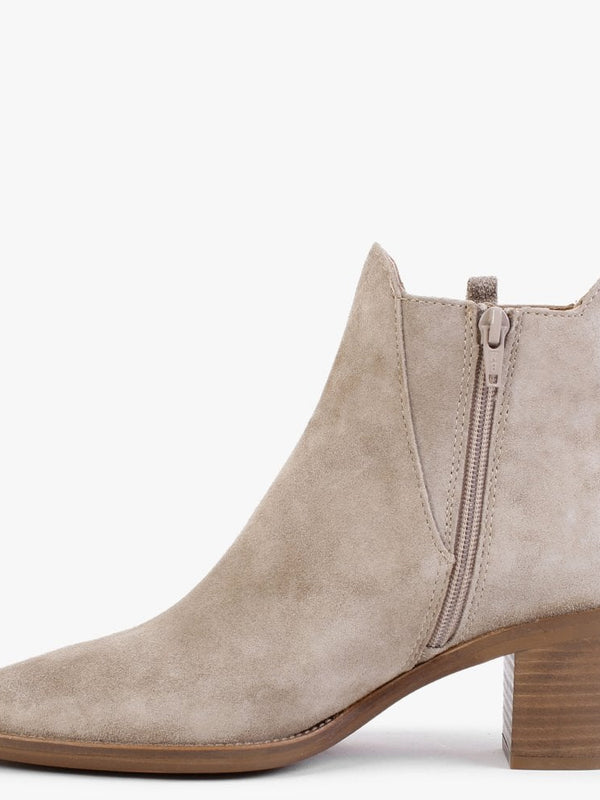 Barley Beige Suede Western Ankle Boots
