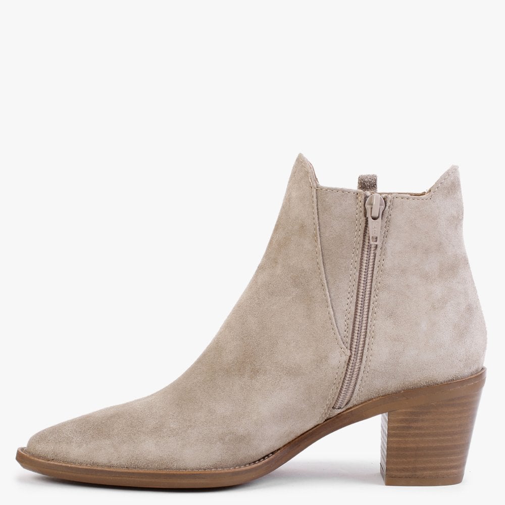 Barley Beige Suede Western Ankle Boots