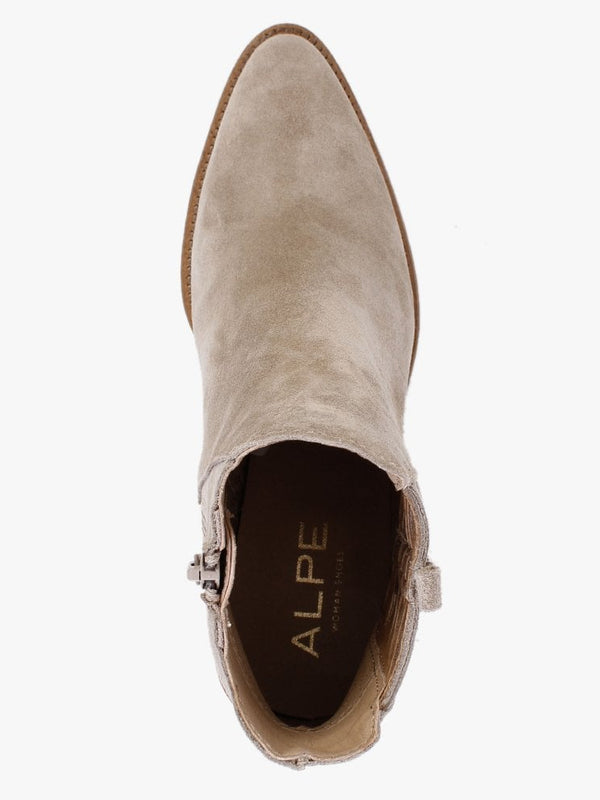 Barley Beige Suede Western Ankle Boots