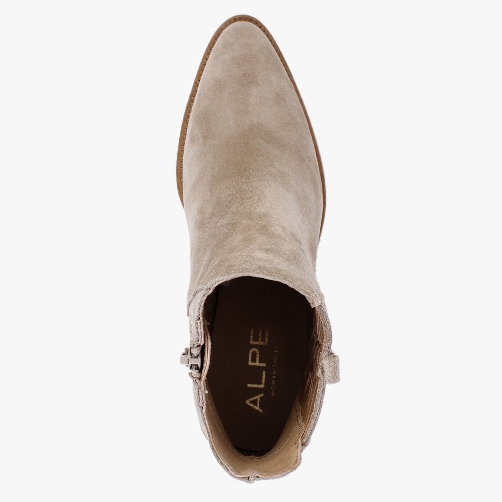 Barley Beige Suede Western Ankle Boots