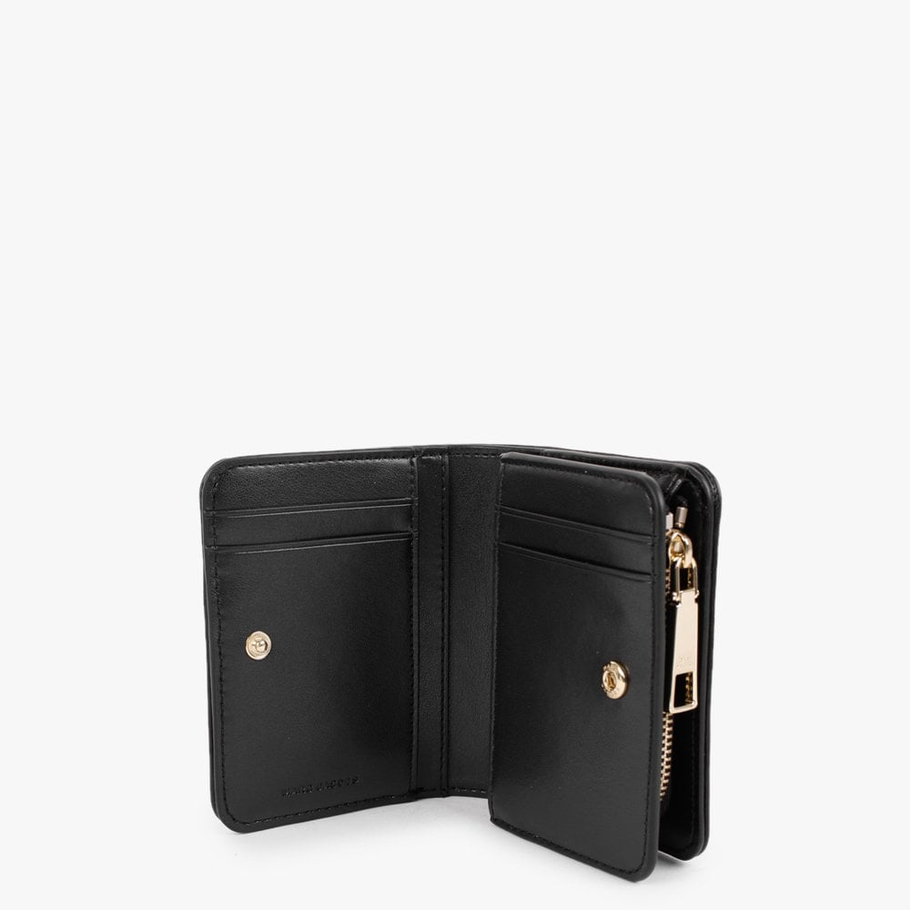The Glam Shot Mini Compact Black Leather Wallet