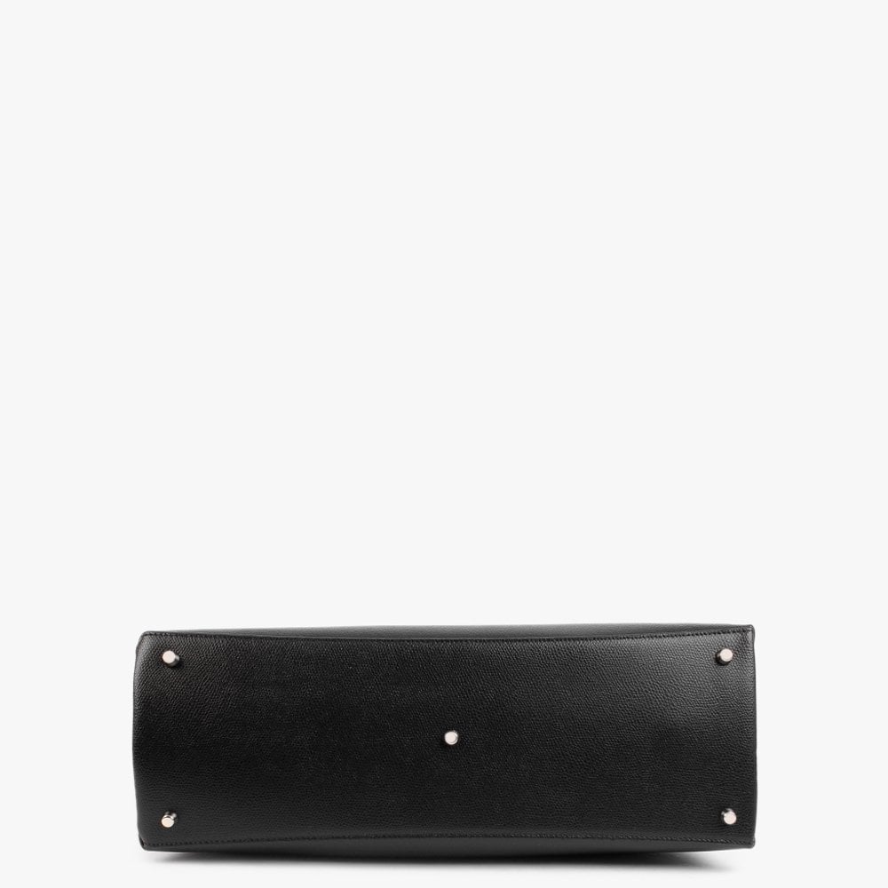 Ares Working Black Leather Tote Bag
