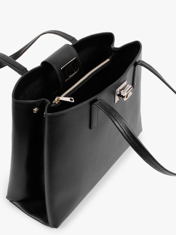 Ares Working Black Leather Tote Bag