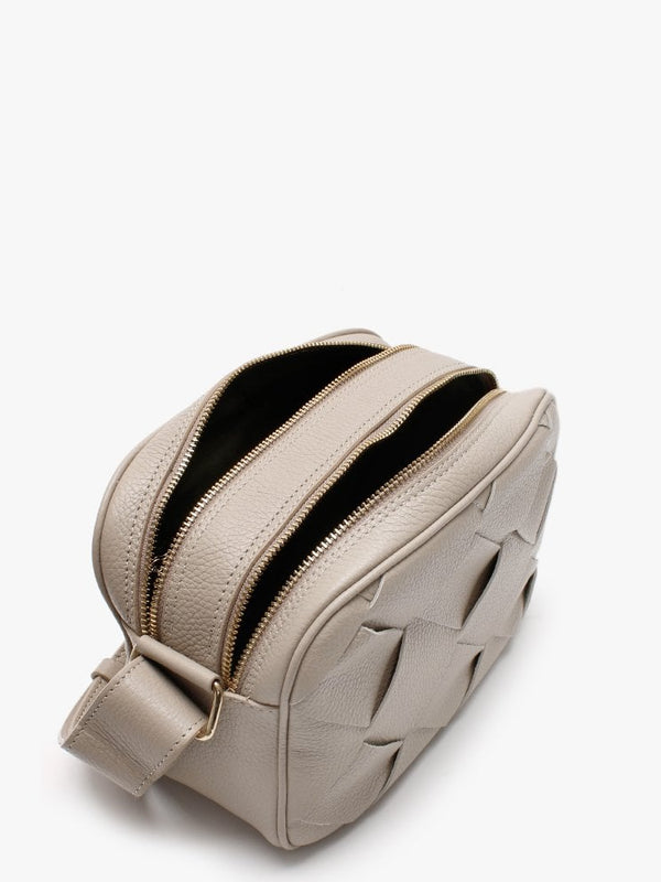Dicam Taupe Leather Woven Camera Bag