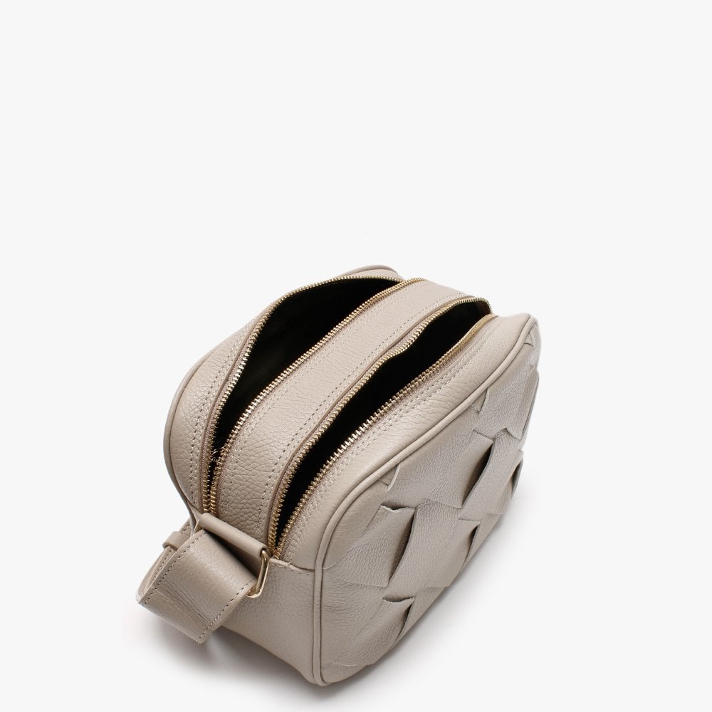 Dicam Taupe Leather Woven Camera Bag