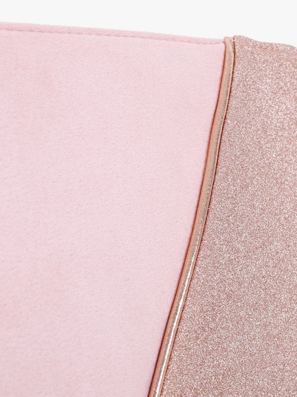 Pink Suedette Glitter Clutch Bag
