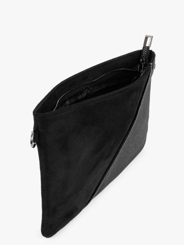 Black Suedette Glitter Clutch Bag