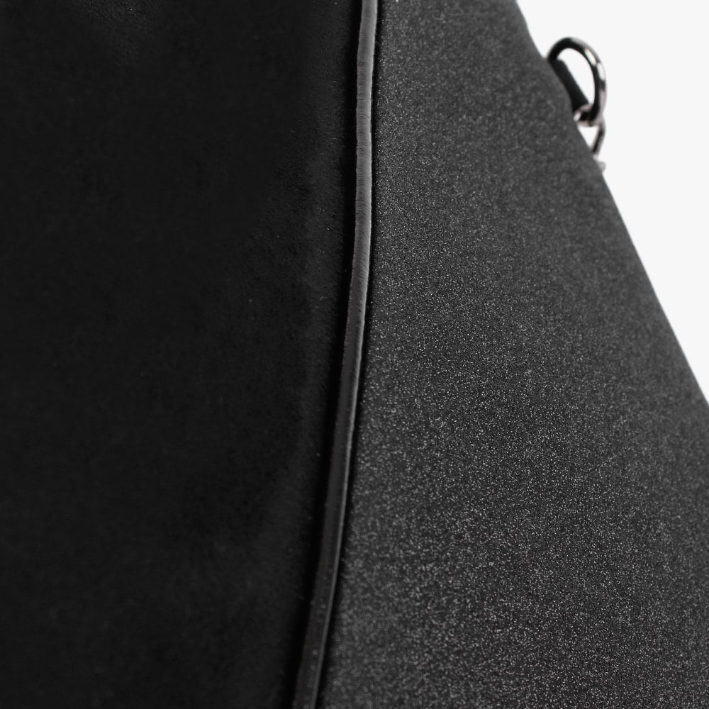 Black Suedette Glitter Clutch Bag