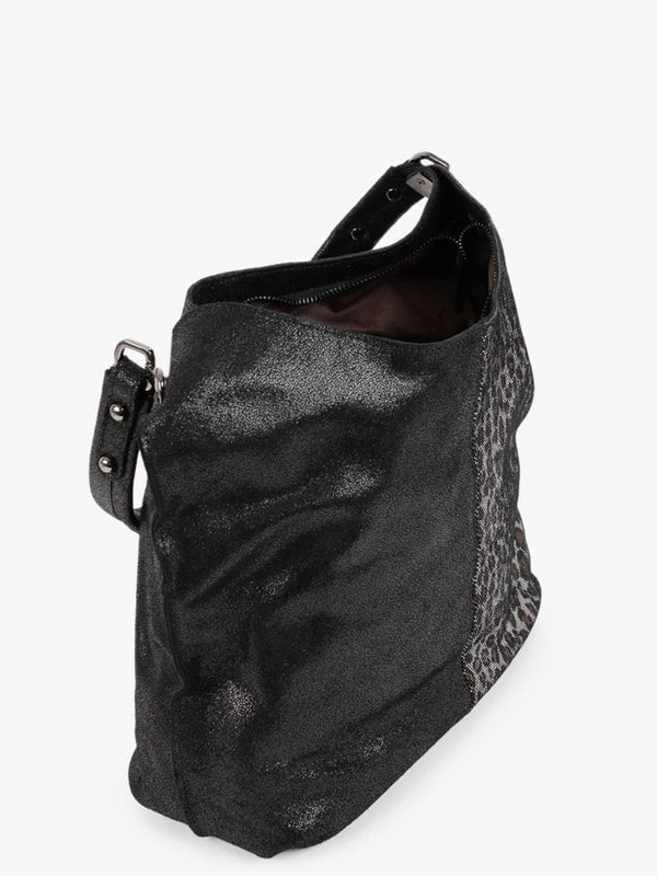 Black & Leopard Leather Shoulder Bag