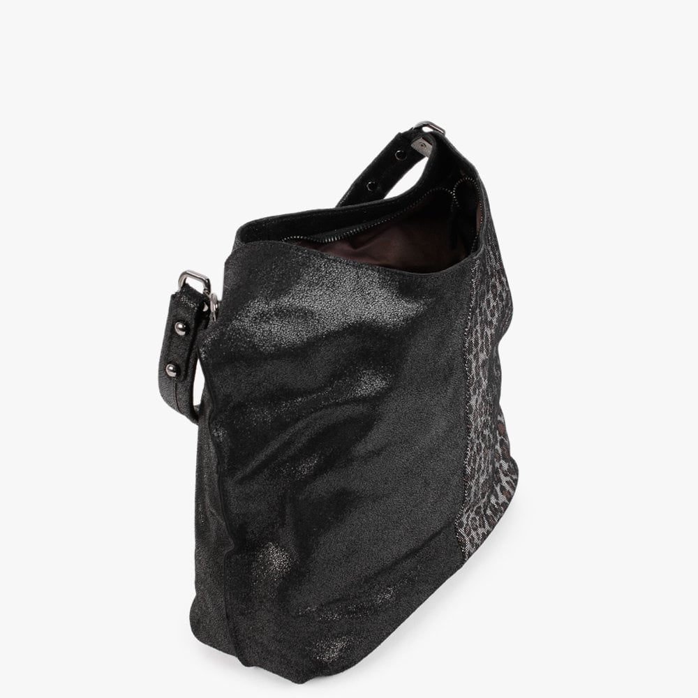 Black & Leopard Leather Shoulder Bag