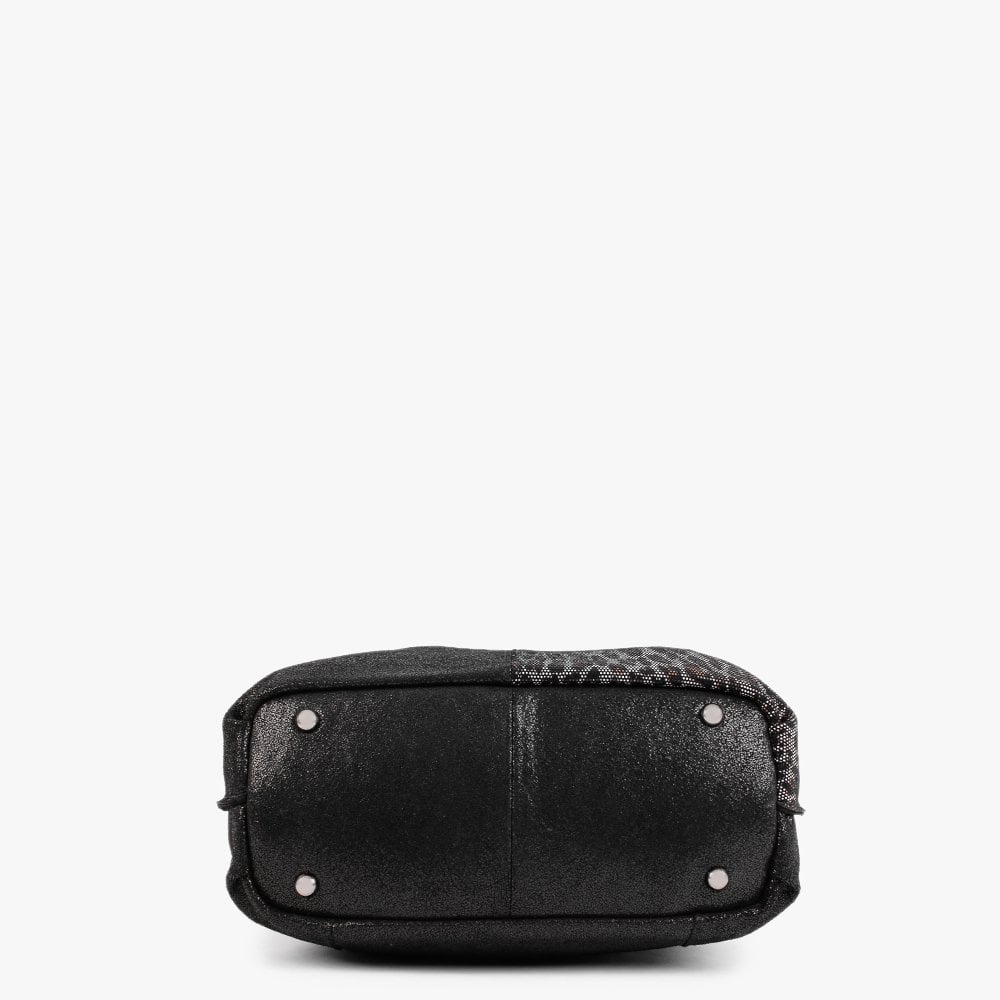 Black & Leopard Leather Shoulder Bag