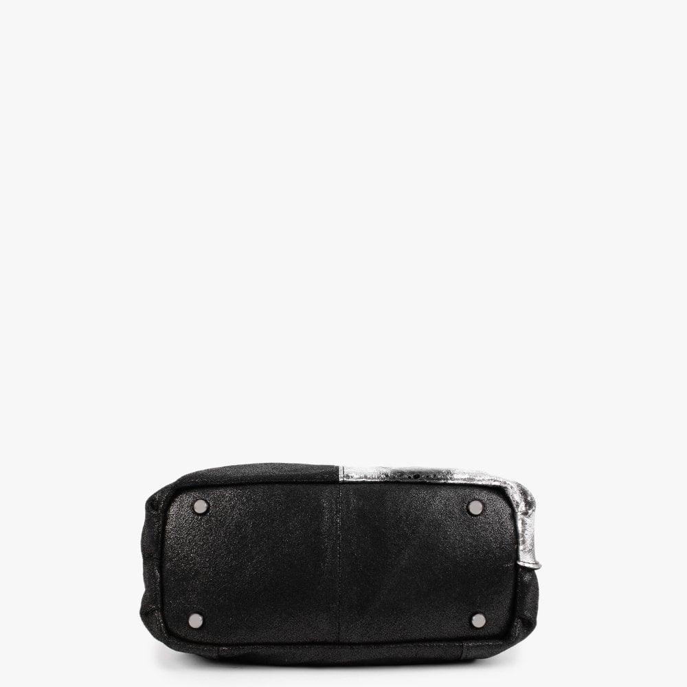Black & Silver Leather Shoulder Bag