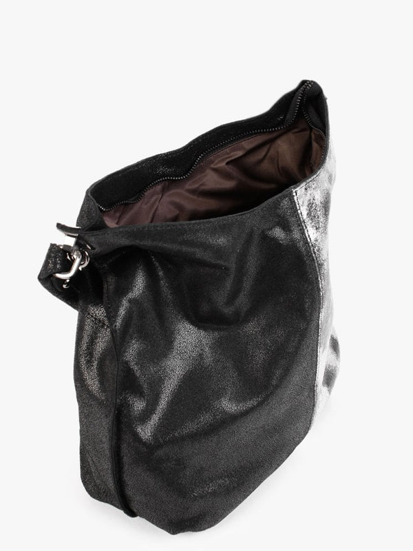 Black & Silver Leather Shoulder Bag