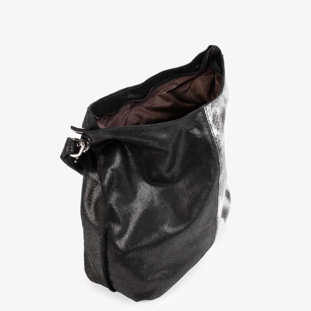 Black & Silver Leather Shoulder Bag