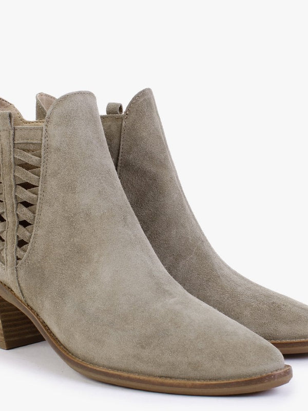 Barley Khaki Suede Western Ankle Boots