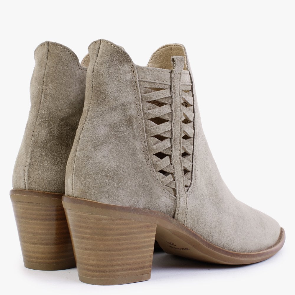 Barley Khaki Suede Western Ankle Boots