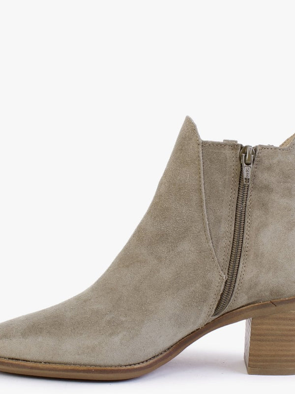 Barley Khaki Suede Western Ankle Boots