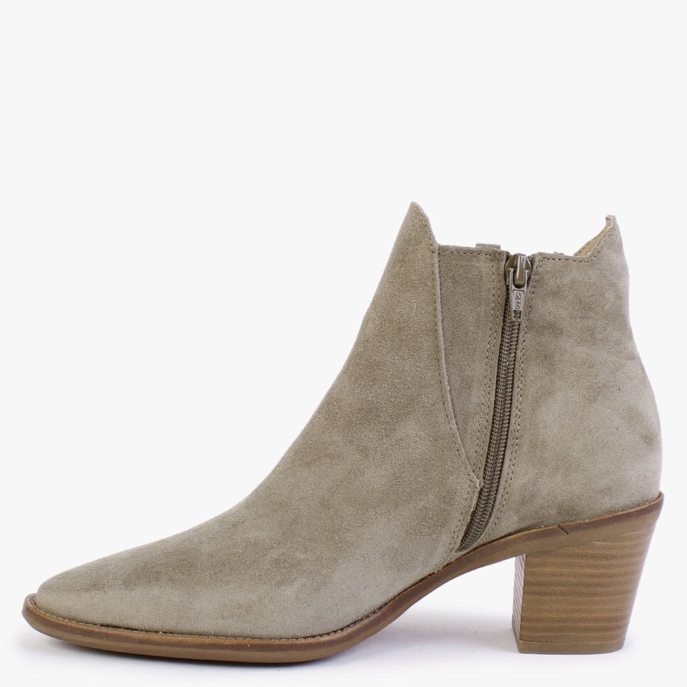 Barley Khaki Suede Western Ankle Boots