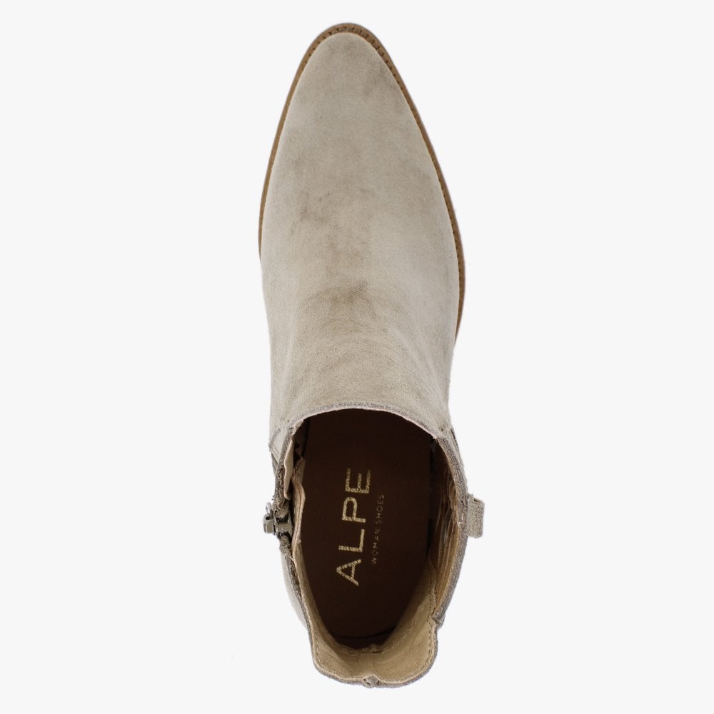 Barley Khaki Suede Western Ankle Boots