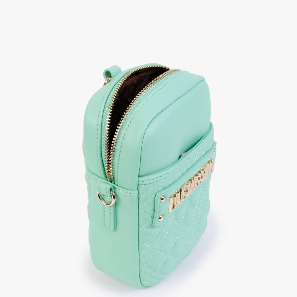 Diamond Quilted North South Menta Cross-Body Bag