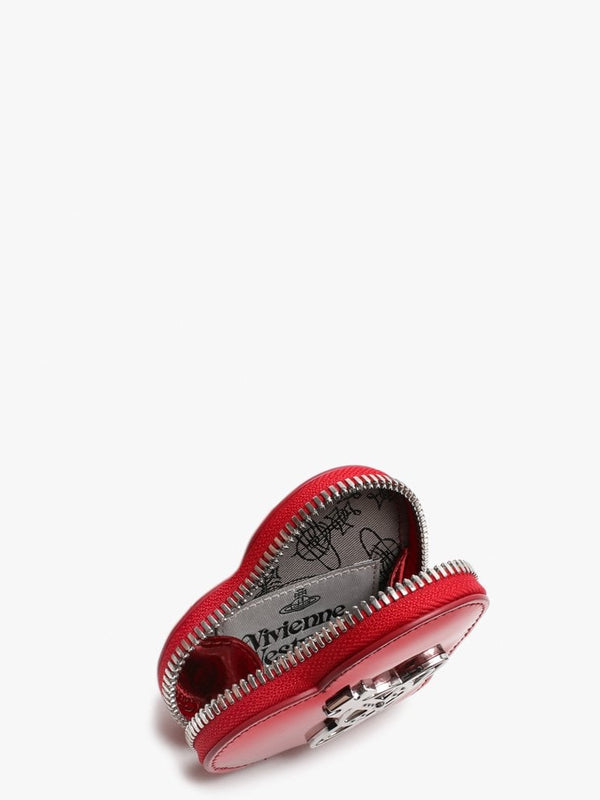 Johanna Heart Red Metallic Vegan Coin Case