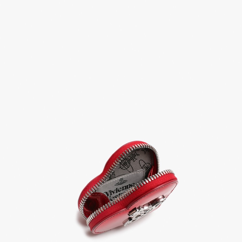 Johanna Heart Red Metallic Vegan Coin Case