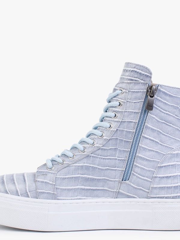 Broco Blue Leather Moc Croc High Top Trainers