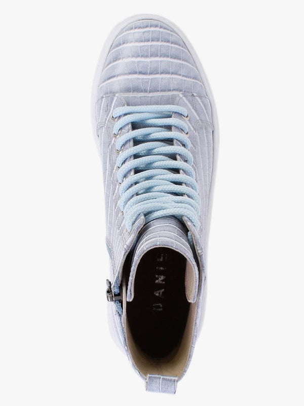 Broco Blue Leather Moc Croc High Top Trainers