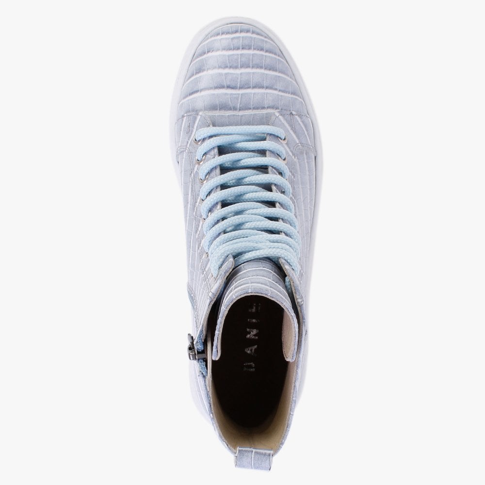 Broco Blue Leather Moc Croc High Top Trainers