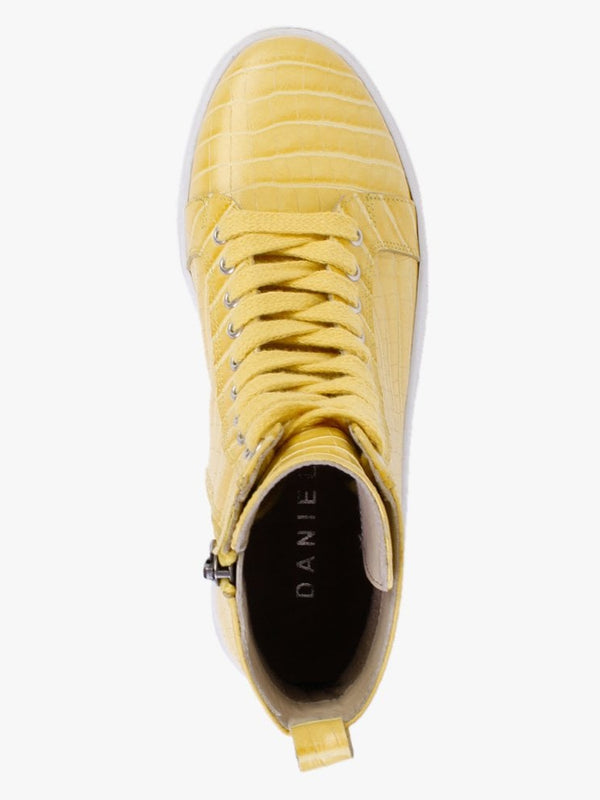 Broco Yellow Leather Moc Croc High Top Trainers