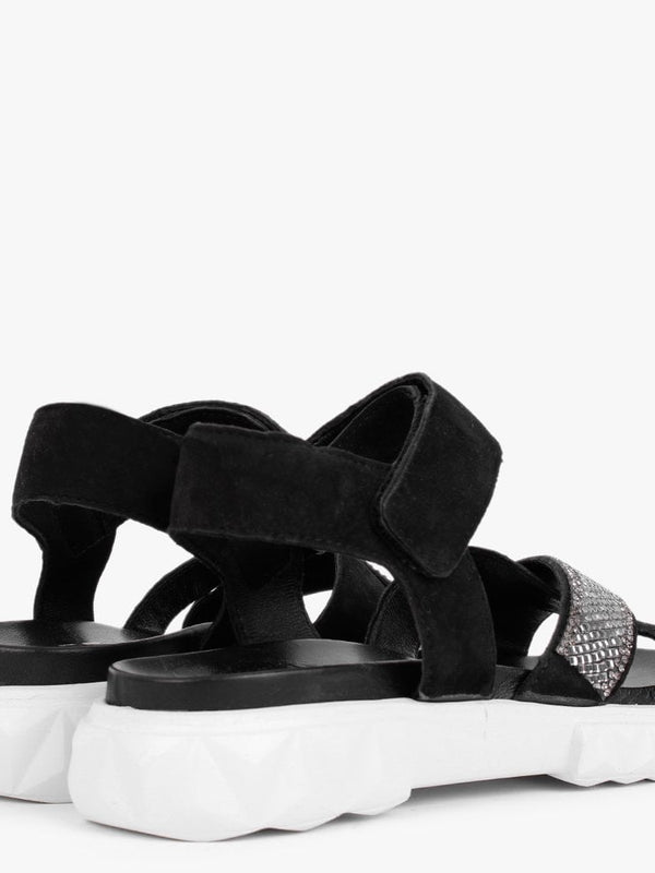 Bergamot Black Suede Embellished Sandals