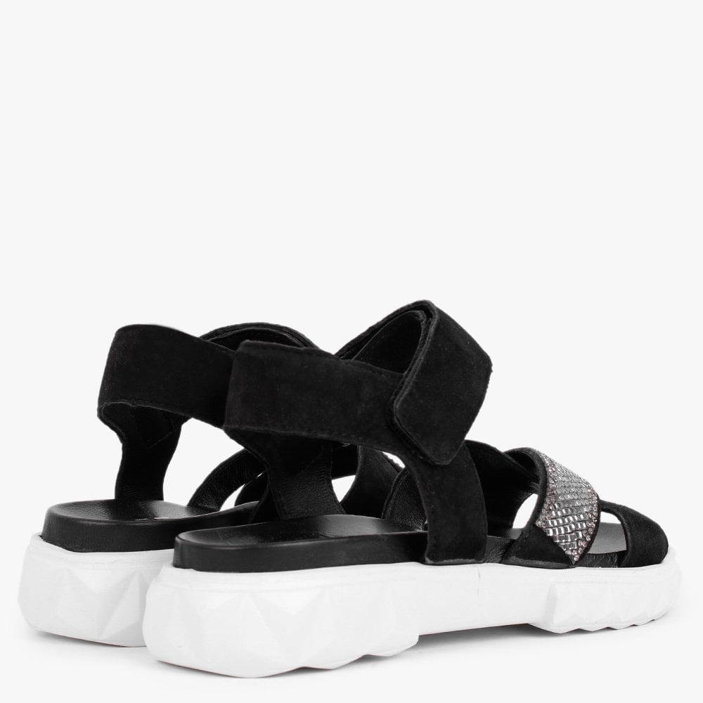 Bergamot Black Suede Embellished Sandals