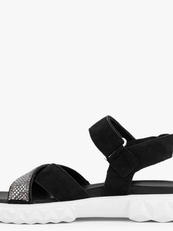 Bergamot Black Suede Embellished Sandals