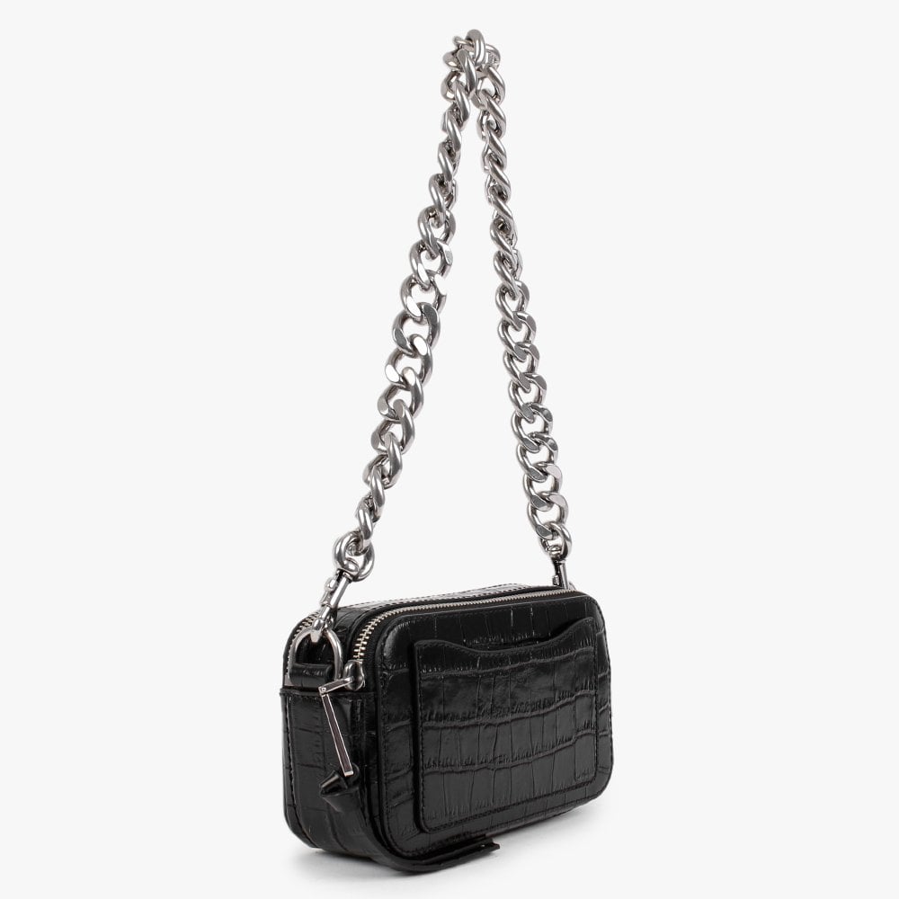 The Snapshot Black Moc Croc Leather Camera Bag
