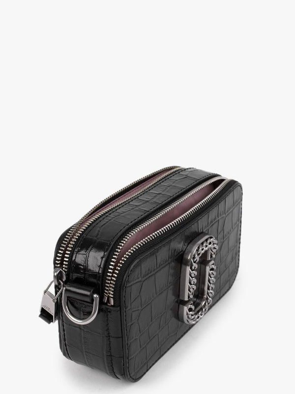 The Snapshot Black Moc Croc Leather Camera Bag