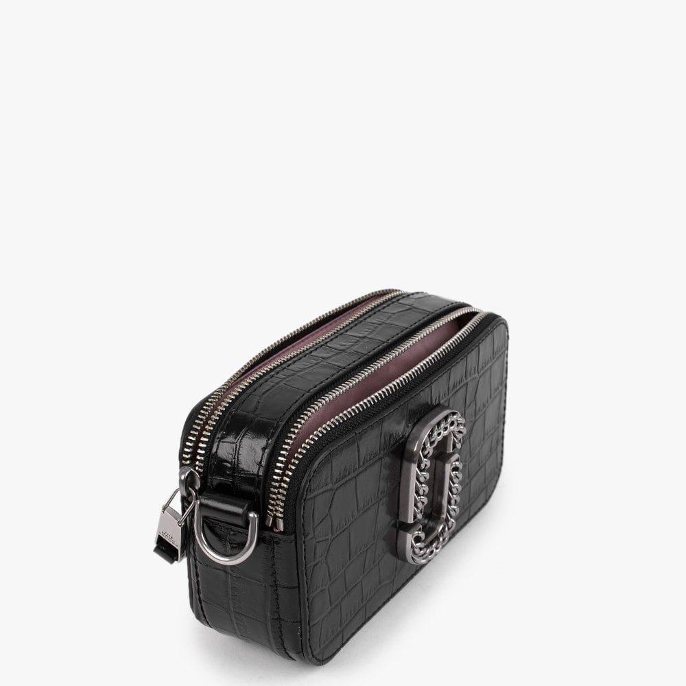 The Snapshot Black Moc Croc Leather Camera Bag