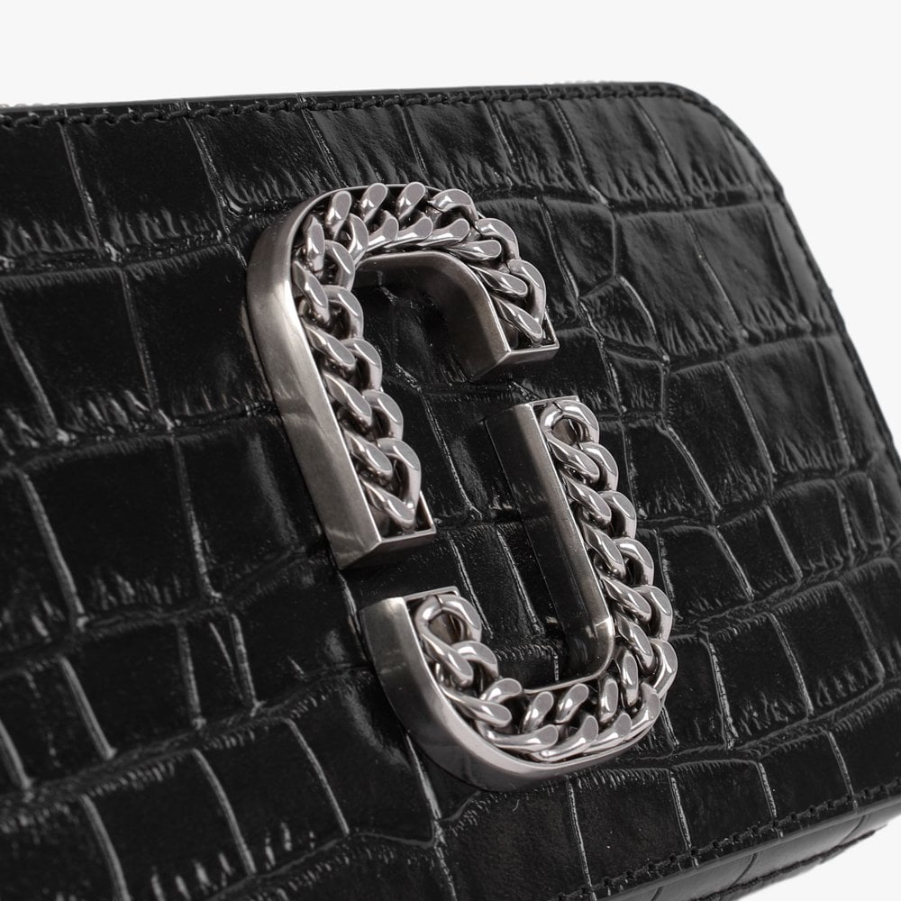 The Snapshot Black Moc Croc Leather Camera Bag