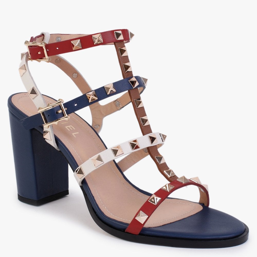 Pitter Multicoloured Leather Studded Block Heeled Sandals